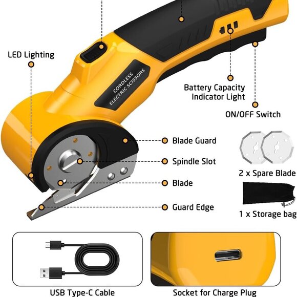 Electric Scissors Cardboard Cutter w/ LED Light 4V Cordless Electric NEW - Picture 2 of 8